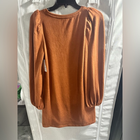 NWT Nine West Puff‎ Long Sleeve Dress Mini Burnt Orange Fall Size Small - Picture 7 of 7